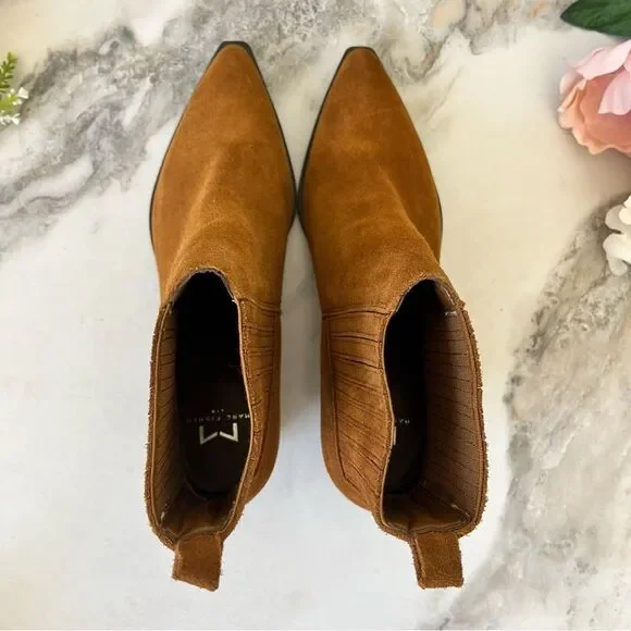MARC FISHER Yarita Pointed Toe Bootie In Cognac Leather Size 6 NEW - Picture 9 of 14